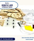 Hydraulic Robotic Arm Kit For Kids Ages 8 To 12, Wooden Building STEM Toy, Hands On Mechanical Engineering Project parts