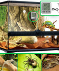 Digital Refrigerator Freezer Thermometer With Extra Sensor For Indoor Outdoor Use Humidity Hygrometer And Max Min Memory Reptile And Aquarium Temp Monitor Fridge Freezer Thermometer 1.5m Probe 24 Hour Recall Black mounted in reptile terrarium