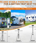 Premium Cast Aluminum Rv Stabilizer Jacks 4 Pack Heavy Duty Leveling Kit for Travel Trailer Camper shown with height adjustments.