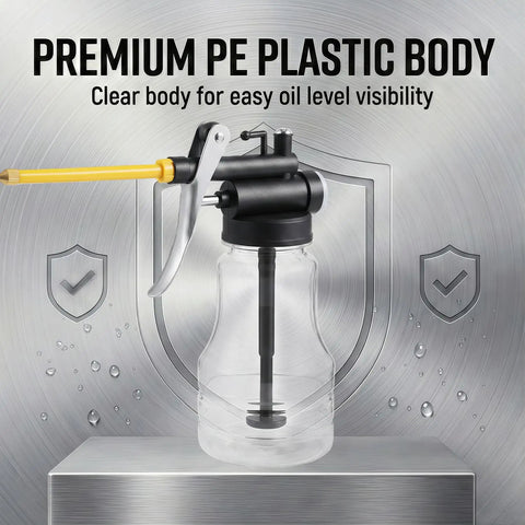 Two Pack Pistol Pump Oiler Can 250ml 8 oz Transparent PE Plastic Pro Grade Lubrication Bottle With Straight Spout