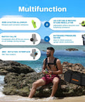 Man holding 1.9L Mini Scuba Tank Portable Diving Pony Bottle For Underwater Exploration And Emergency Rescue on rocky shore.