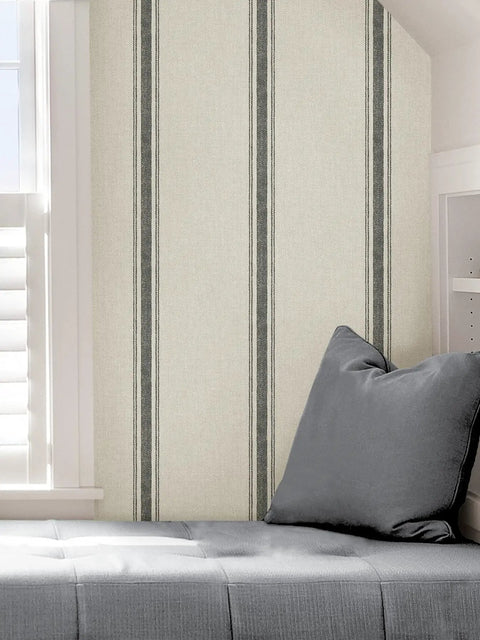 Charcoal Langston Peel And Stick Wallpaper With Woven Texture Removable And Repositionable Safe On Walls Perfect For Dyi Accent Walls 20.5 In Wide By 18 Ft Long on wall