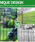 Easy No Dig Garden Fence Kit With 10 Arched Panels, rustproof metal, side-by-side comparison with other fence designs