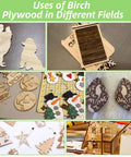 Baltic birch plywood sheets and wood craft shapes collage; unfinished 16 x 12 x 1/16 in, 12 pcs