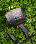 TacticPro 2000 Lumen HID Spotlight Floodlight For Auto, Garage, Boating, Outdoor events with ABS housing on grass.