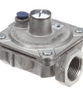 Dormont natural gas regulator, 3/4 in NPT, metal body with blue adjustment cap and threaded inlet