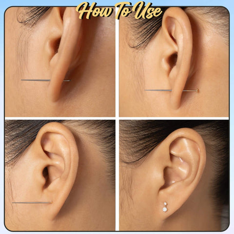 Piercing Ball Grabber Kit For Nose Ears Cartilage And Navel Threadless And Threaded Tapers 14G To 20G demonstration on ear