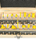 15 Pcs Router Bit Set With 1 Quarter Inch Shank High Carbide Router Bits Kit In Sturdy Wooden Box for Woodworking Projects