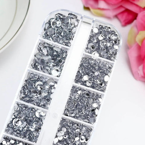 Clear Rhinestone Bedazzling Kit With 4000 Flatback Gems And 30ml B7000 Glue Mixed Sizes 2mm 3mm 4mm 5mm 6mm Includes Picker Wax And Tweezers Great For Crafts Clothing Fabric Shoes Nails And Jewelry Making in a plastic container