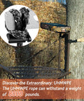 Climbing Stick Aider For Hunting And Tree Stand Safety Hand Braided Lightweight Rope Ladder Gear in use on tree stand.