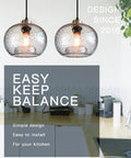 Pendant Lighting For Kitchen Island Two Pack Hand Blown Glass Bubbles With Pumpkin Shape Blue Finish Dope Modern Ceiling Fixtures In Brushed Nickel Finish Easy Install ETL Certified over kitchen counter