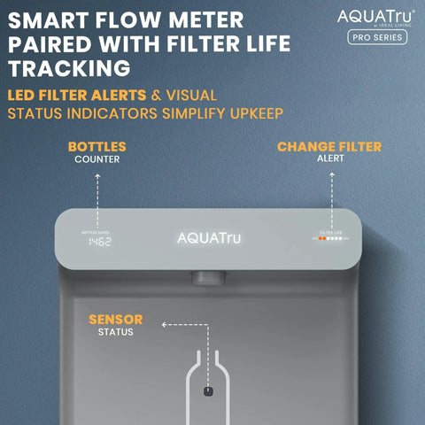 Wall Mounted Water Dispenser With Touch Free Sensor High Capacity 9.5 GPH Cooling Filter Monitor NSF Certified display panel