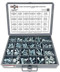 Grade 5 Serrated Hex Cap Flange Bolts And Flange Nuts Kit With 348 Pieces for Heavy Duty Projects shown in organized case