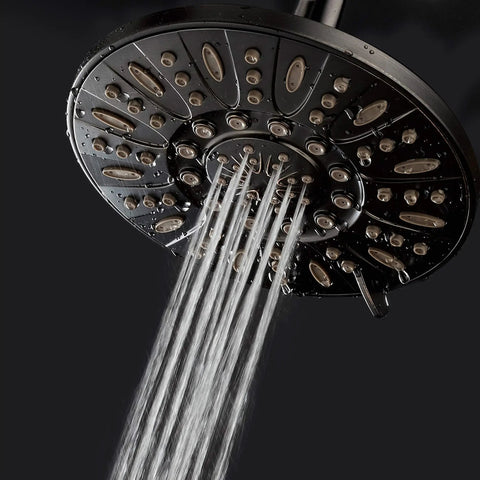 Rain Shower Head With Powerful High Pressure 7 Inch Diameter Six Settings Angle Adjustable Anti Clog Jets Tool Free Installation