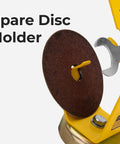 Heavy Duty Magnetic Power Grinder Rest With Rock Solid Mag Base For 5 Inch Angle Grinders showing spare disc holder and wrench.