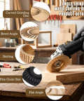 Pro Grade Wood Carving Disc Kit For 4 And 4.5 Inch Angle Grinders with 7/8 Inch Arbor in use on wood piece