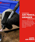 Mechanic using Air Pencil Grinder Pro Grade Tool With One Eighth Inch Collet And Burr on metal surface, ergonomic comfort grip