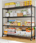 Heavy Duty Garage Shelving With Wheels Four Tier Metal Storage Rack Holds 2480 Lbs Adjustable Pantry Shelves for kitchen use