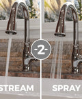 Rosslyn Kitchen Faucet With Pull Down Sprayer And Soap Dispenser, Single Handle, High Arc Spout, NSF Certified, Polished Chrome Finish