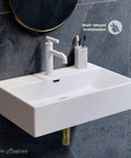 24 Inch Rectangle Wall Mount Bathroom Sink Sleek Space Saving Ceramic Vanity Basin With Durable Non Porous Scratch Resistant Finish No Fuss Easy Wall Mount Installation