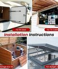 Installation of Universal 10mm Ball Stud Strut Mounting Bracket Kit for RV door, TV cabinet, storage box lid, and skylight strut.