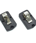 Back view of Mighty Mule RB741 FM135 Remote Transmitter Compatible 12V Battery 23A Visor Clip Included 3 Pack showing visor clips