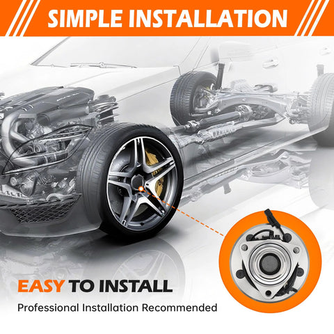 Installation diagram of Front Wheel Bearing And Hub Assembly For Ram 1500 2012 2018 And Ram 1500 Classic 2019 2022 With 5 Lug ABS Sensor Included Direct Fit Replaces Worn Out Hub And Bearing For Smooth Quiet Ride