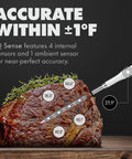 Smart Wireless Meat Thermometer With Two Ultra Thin Probes, WiFi Remote Range, Heat Safe To 1000F, Five Sensors No Guesswork For Maximum Accuracy, Real Time Temps, Rest Reminders, Guided Cooking For Grill, Oven, Smoker And Air Fryer on roast beef