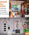 Before and after using Heavy Duty Garage Hooks Set 20 Pack Wall Mount Utility Hangers For Organization Tool And Ladder Storage.