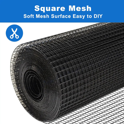 Heavy Duty Black Hardware Cloth Chicken Wire Roll 1/2 Inch Mesh 48 X 100 Feet Long 19 Gauge Coated Steel for DIY fencing.