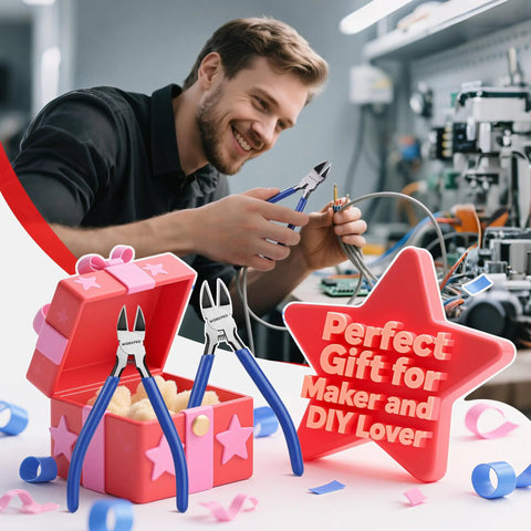 Two Pack 6 Inch Precision Flush Cutters With Spring Loaded Diagonal Side Cutting Pliers for crafts and electronics.
