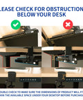 Large Height Adjustable Under Desk Keyboard Tray With Straight Up Smooth Glide Slide Out Platform Zero Hassle Ergonomic Typing Setup Rich Matte Black Computer Drawer Sweet Desk Refresh installation guidance showing under-desk space and fit.