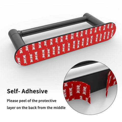 Stick-On Matte Black Adhesive Toilet Paper Holder With Double Pivot Posts No Drill Rustproof Stainless Steel And Zinc Alloy