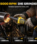 Killer Hella Sick Cordless Die Grinder Designed To Drop Straight Into Your DeWalt 20V Max Battery Rig Tool Only For Snappy Grinding Smoothing And Sharp Detail Work On Daily Builds with sparks flying.