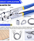 Beefy Heavy Duty Wire Rope Crimping Tool Up To 2.2mm Swaging Kit with 160 Aluminum Crimp Loop Sleeves and 66 Ft 1/16 Inch Stainless Steel Wire