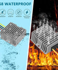 Beefy 12V To 24V DC Boost Converter Module, 15A 360W Waterproof IP67 Power Supply in water and fire testing scenarios