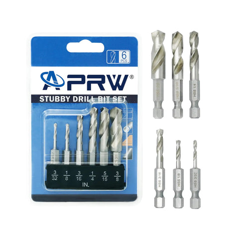 Compact Metal Drill Bit Set With One Quarter Inch Hex Shank M2 High Speed Steel For Quick Change Short Bits For Tight Spaces