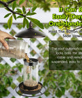 Metal Roof Bird Feeder With Chew Proof Build For Outdoor Hanging Use, Squirrel Resistant Built Tough And Durable Bronze Finish