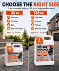 One Gallon Premium Wet Look Stone And Concrete Sealer shown in two sizes for various outdoor projects. Perfect for patios and walkways.
