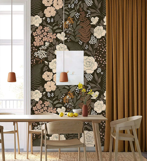 Peel And Stick Floral Wallpaper Removable Rose Leaf Pattern Vintage Wall Mural For Living Rooms And Bedrooms No Mess Easy