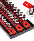 18 Inch Socket Boss Organizer With Twist Lock Clips, Premium 3 Rail Multi-Drive Socket Holder For 1/4 3/8 1/2 Inch Sockets