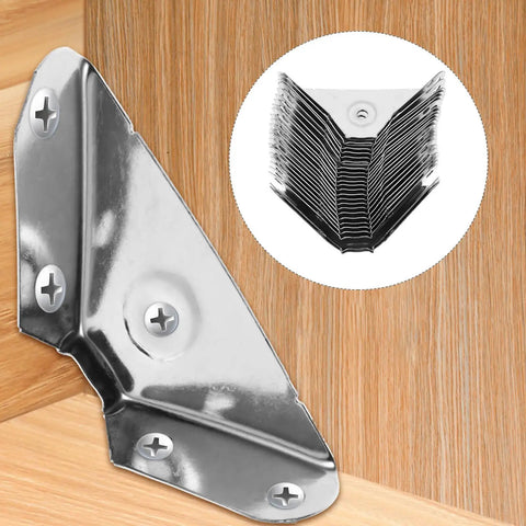 Stainless Steel Angled Corner Brackets 24 Pack For Solid Beefed Up Furniture Reinforcement With Triangular Design, Heavy Duty
