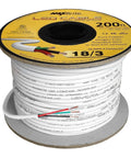 200 Ft 18 AWG Low Voltage LED Cable 3 Conductor White PVC Jacket In Wall Speaker Wire UL Class 2 Certified