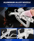 Aluminum nozzle of 12V Gasoline And Diesel Fuel Transfer Kit For Light Oils 15 GPM Electric Pump with adjustable trigger.