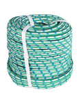 Coiled Beefy Half Inch Nylon Braided Rope 150 Feet Heavy Duty Polyester Cord For Outdoor Tree Work All Weather Utility Line In Green White Blue With 6180 Pound Load Capacity