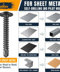 Pro Grade Black Stainless Steel Self Drilling Screws 100 Pack Size Eight By Two Inch Truss Head self-tapping fasteners for sheet metal use.