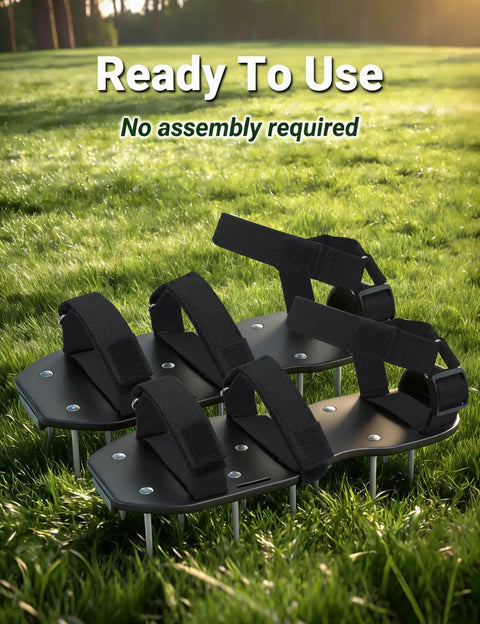 Heavy Duty Lawn Aerator Shoes With Dual Straps for Stable No Slip Aeration on Grass and Yards Preassembled Spiked Shoes