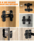 Two Pack 90 Degree Barn Door Lock Latches Matte Black Stainless Steel Security Flip Gate Latches for sliding doors with 180-degree option.