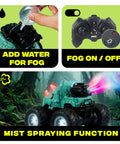 1:18 Scale Monster Truck RC Car With Music Mist Spray And LED Lights 4WD Remote Control Stunt Truck For Boys 4-7 mist function
