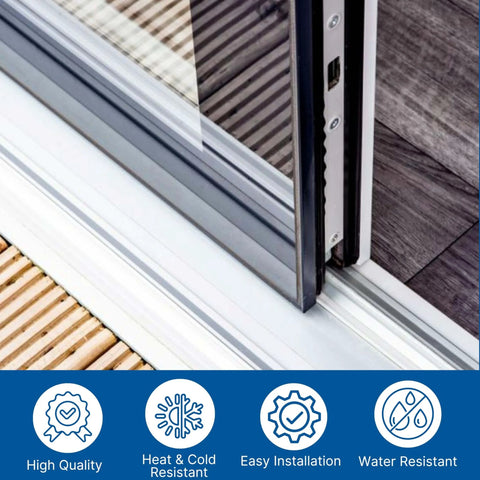 Close-up of Durable Vinyl Sliding Door Track for Double Panel 72 Inch Replacement Bottom Track Compatible with Most Patio Doors Easy Install